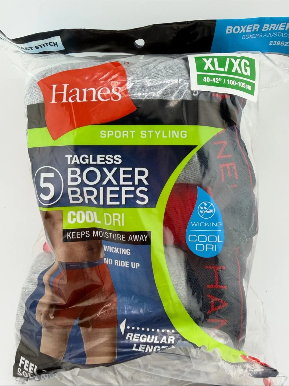 Hanes Tagless Men's Boxer Cool Dry Briefs - MULTI Colored 5 Pairs NWT